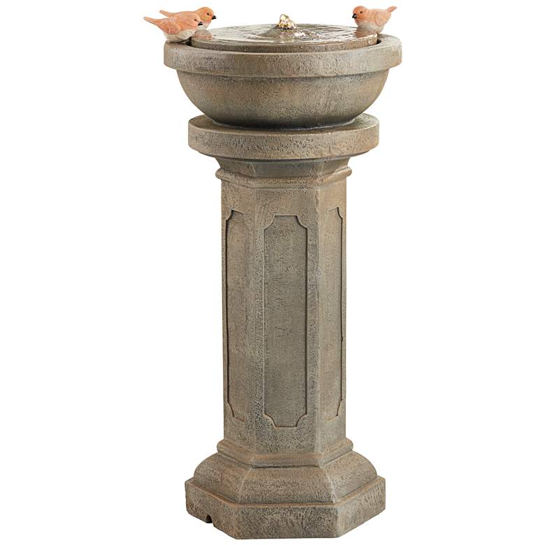 Image 1 Roman Column 25" High Gray LED Indoor/Outdoor Fountain