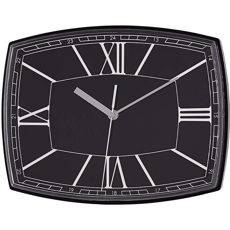 Image 1 Roman Numeral 12 inch Wide Black Rectangular Clock