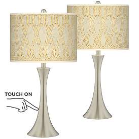 Image1 of Roman Pebbles Trish Brushed Nickel Touch Table Lamps Set of 2