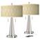 Roman Pebbles Vicki Brushed Nickel USB Table Lamps Set of 2