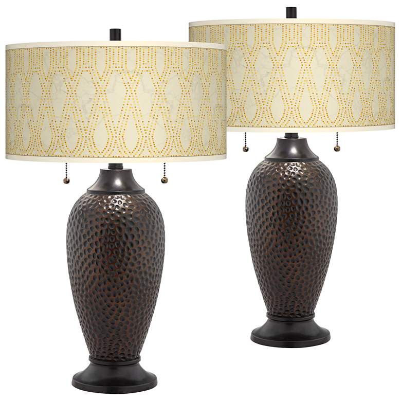 Image 1 Roman Pebbles Zoey Hammered Bronze Table Lamps Set of 2