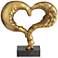Romance 12" High Gold Heart Sculpture on Marble Base