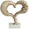 Romance 12"H Whitewashed Gold Heart Sculpture on Marble Base