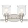 Romano 14 1/2" Wide Satin Nickel 2-Light Vanity Bath Light