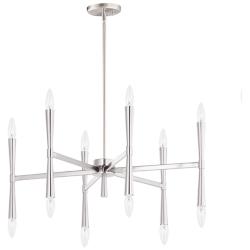 Rome 12 Light 29.25" Wide Satin Nickel Chandelier