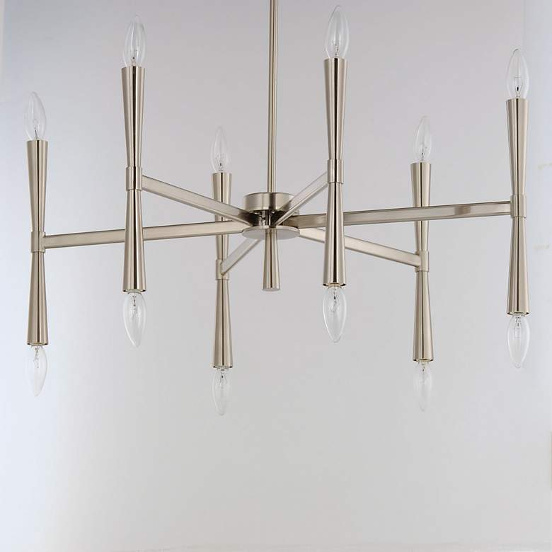 Image 2 Rome 12 Light 29.25" Wide Satin Nickel Chandelier more views