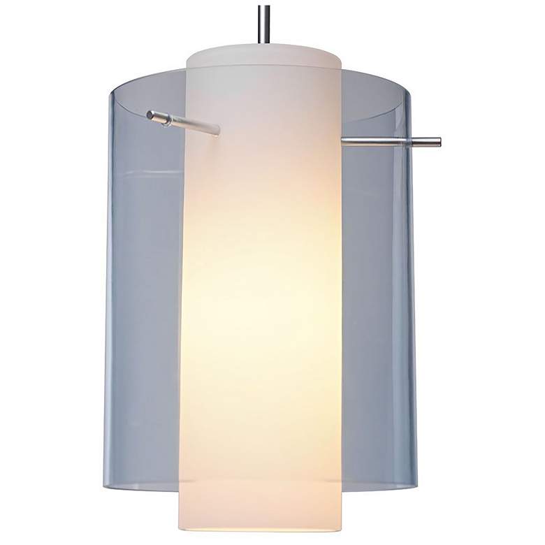 Image 1 Rome 7.88" Matte Chrome Pendant w/ Aqua & Matte White Glass Shade