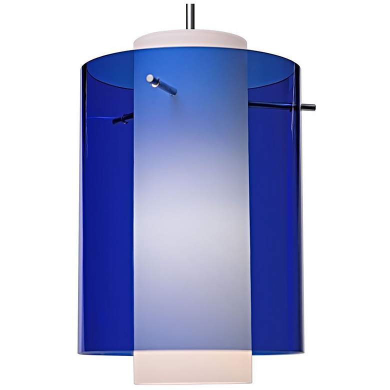 Image 1 Rome 7.9" LED Chrome Pendant w/ Blue & Matte White Glass Shade