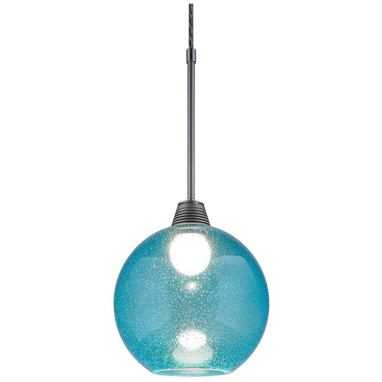 Image 1 Rome 7.9" LED Matte Chrome Pendant w/ Bourbon & Matte White Glass