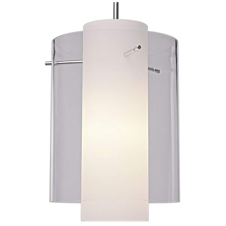 Image 1 Rome 7.9" LED Matte Chrome Pendant w/ Clear & Matte White Glass Sh
