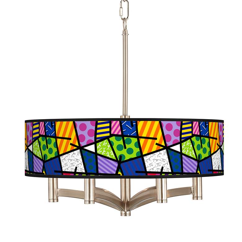 Image 1 Romero Britto Abstract Ava 6-Light Nickel Pendant Chandelier