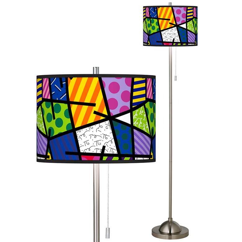 Image 1 Romero Britto Abstract Brushed Nickel Pull Chain Floor Lamp