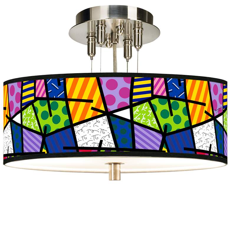 Image 1 Romero Britto Abstract Giclee 14 inch Wide Ceiling Light