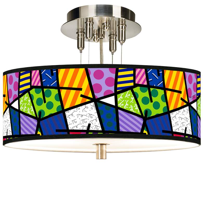 Image 1 Romero Britto Abstract Giclee 14" Wide Ceiling Light