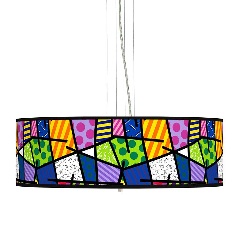 Image 1 Romero Britto Abstract Giclee 24" Wide 4-Light Pendant Chandelier