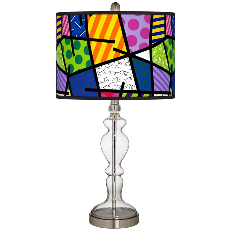 Image 1 Romero Britto Abstract Giclee Apothecary Clear Glass Table Lamp