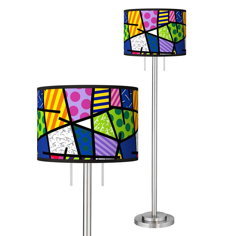 Image 1 Romero Britto Abstract Giclee Brushed Nickel Garth Floor Lamp