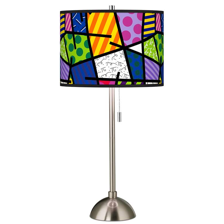 Image 1 Romero Britto Abstract Giclee Brushed Nickel Table Lamp