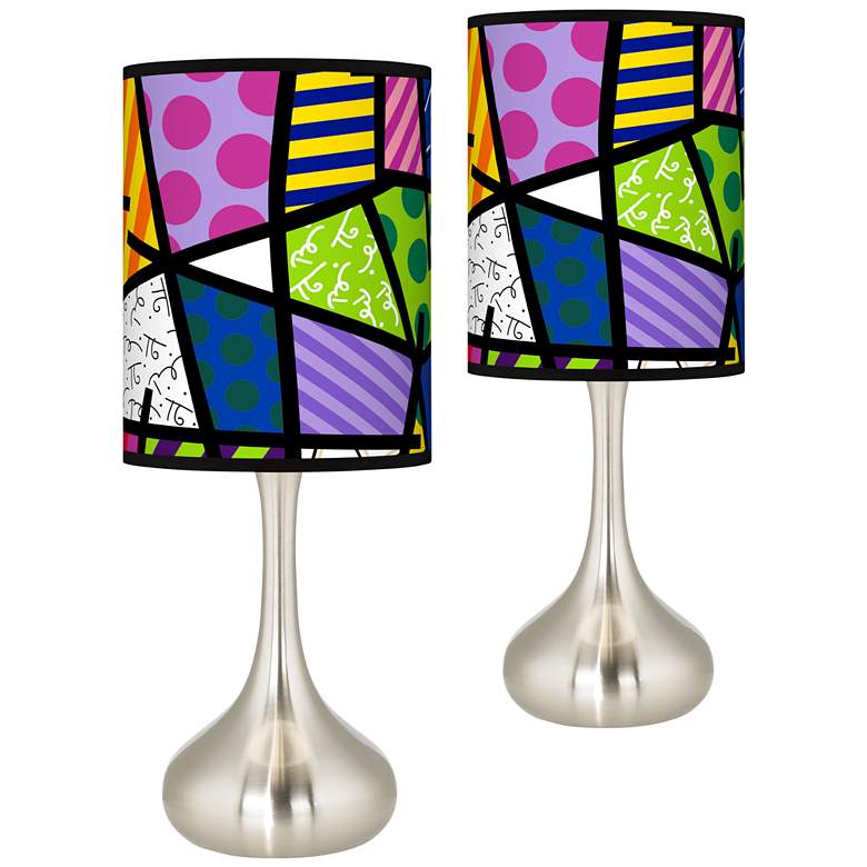 Image 1 Romero Britto Abstract Giclee Droplet Table Lamps Set of 2