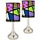 Romero Britto Abstract Giclee Droplet Table Lamps Set of 2