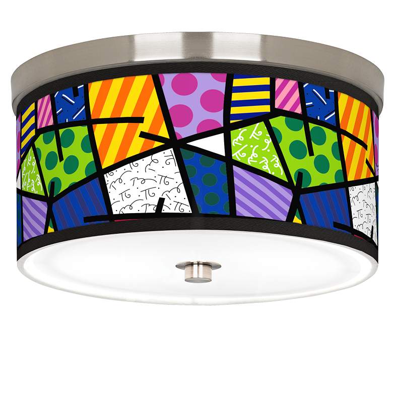 Image 1 Romero Britto Abstract Giclee Nickel 10 1/4 inch Wide Ceiling Light
