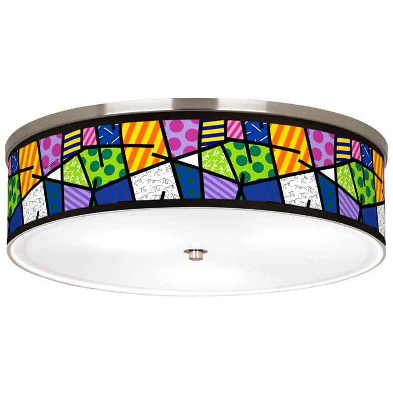 Image 1 Romero Britto Abstract Giclee Nickel 20 1/4 inch Wide Ceiling Light