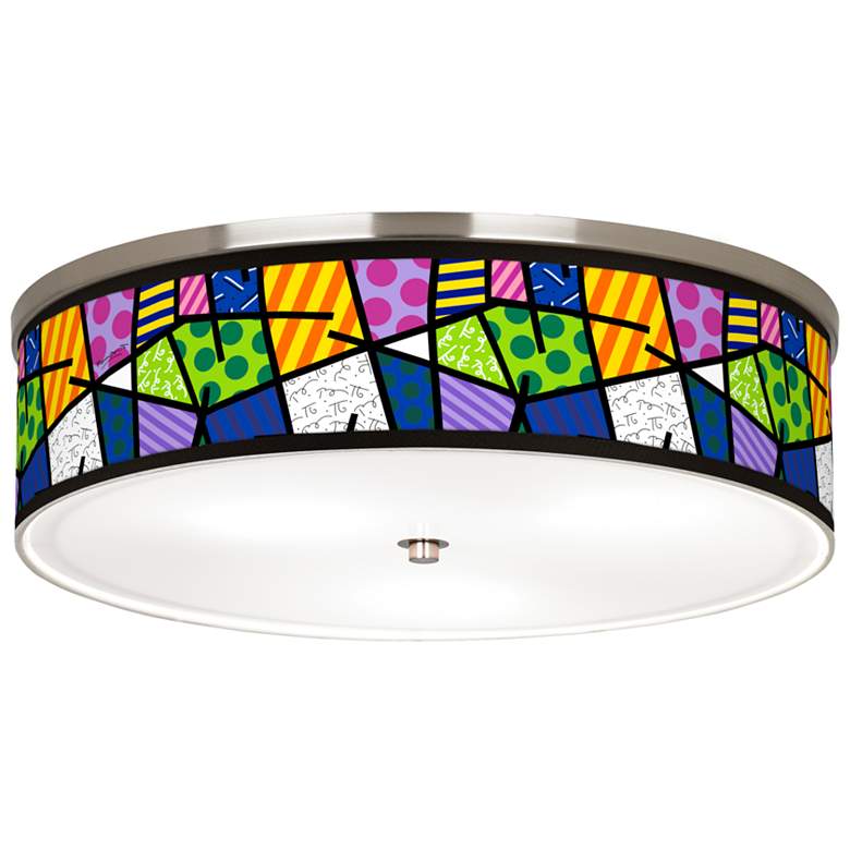 Image 1 Romero Britto Abstract Giclee Nickel 20 1/4" Wide Ceiling Light
