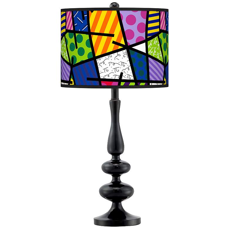 Image 1 Romero Britto Abstract Giclee Paley Black Table Lamp