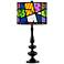 Romero Britto Abstract Giclee Paley Black Table Lamp