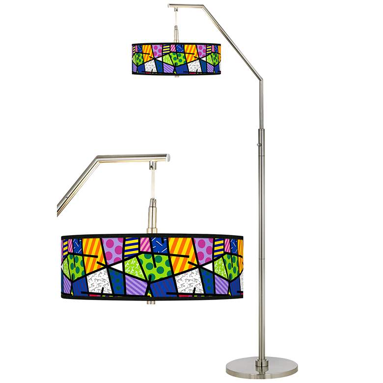 Image 1 Romero Britto Abstract Giclee Shade Arc Floor Lamp