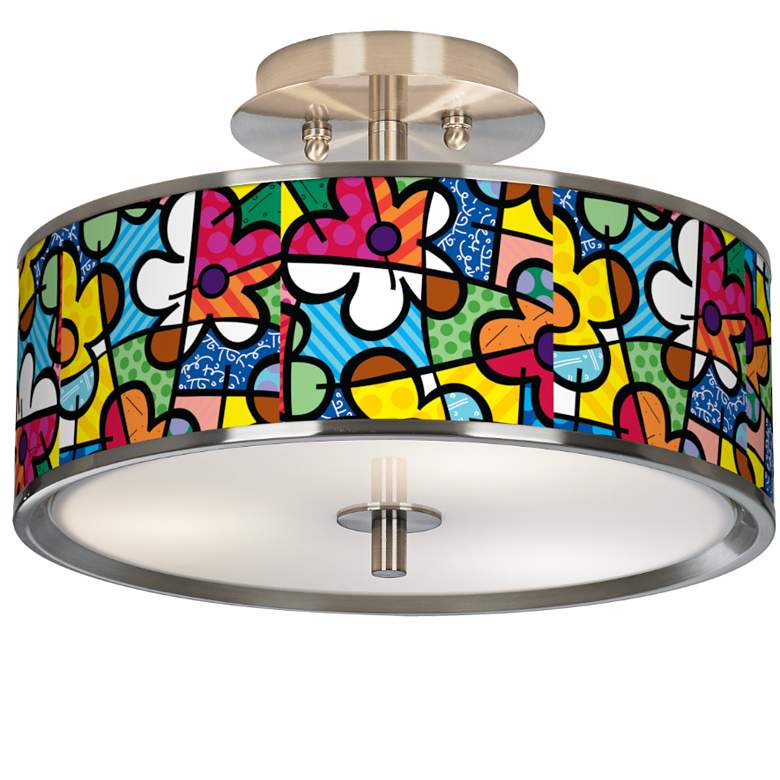 Image 1 Romero Britto Flowers 14 inch Wide Ceiling Light