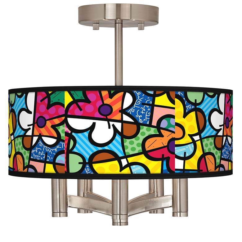 Image 1 Romero Britto Flowers Ava 5-Light Nickel Ceiling Light