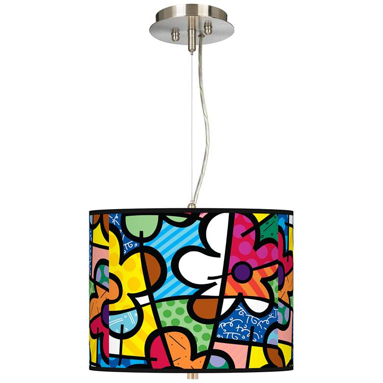 Image 1 Romero Britto Flowers Giclee 13 1/2" Wide Pendant Chandelier