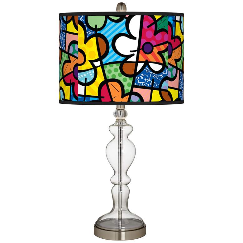 Image 1 Romero Britto Flowers Giclee Apothecary Clear Glass Table Lamp