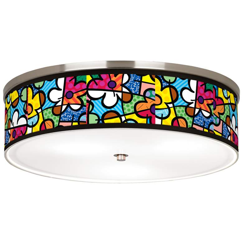 Image 1 Romero Britto Flowers Giclee Nickel 20 1/4 inch Wide Ceiling Light