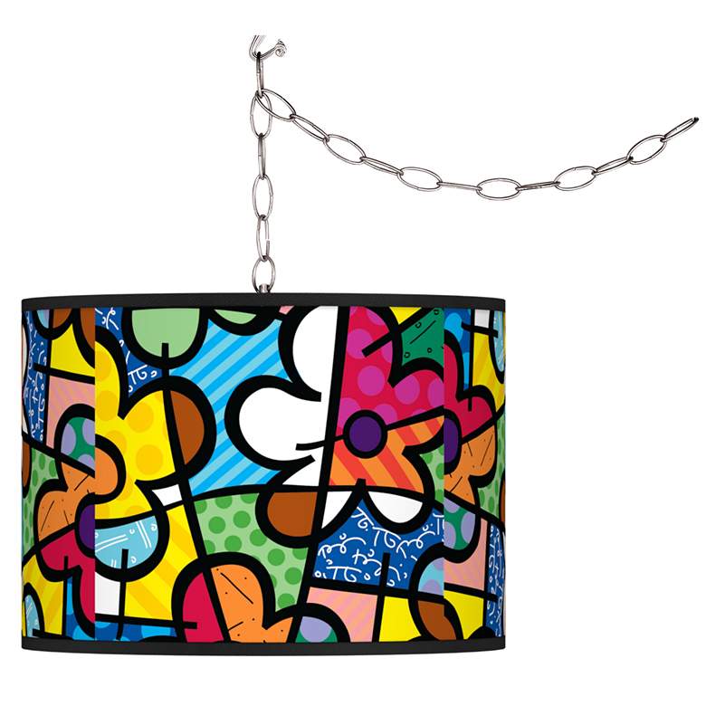 Image 1 Romero Britto Flowers Plug-In Swag Pendant