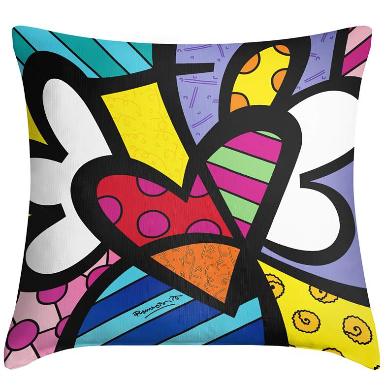 Image 1 Romero Britto Heart 18" Square Throw Pillow