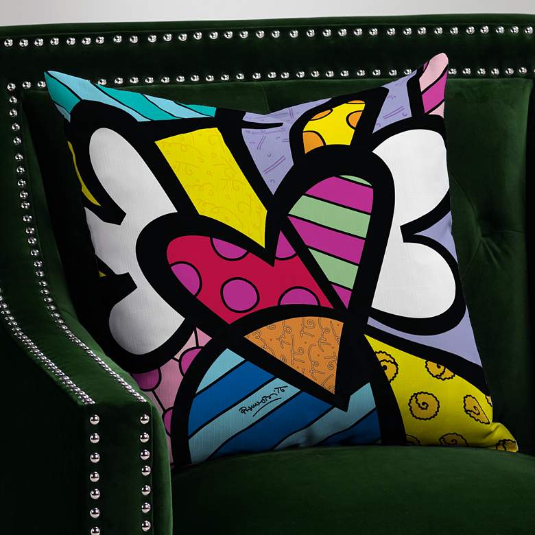 Image 1 Romero Britto Heart 18" Square Throw Pillow