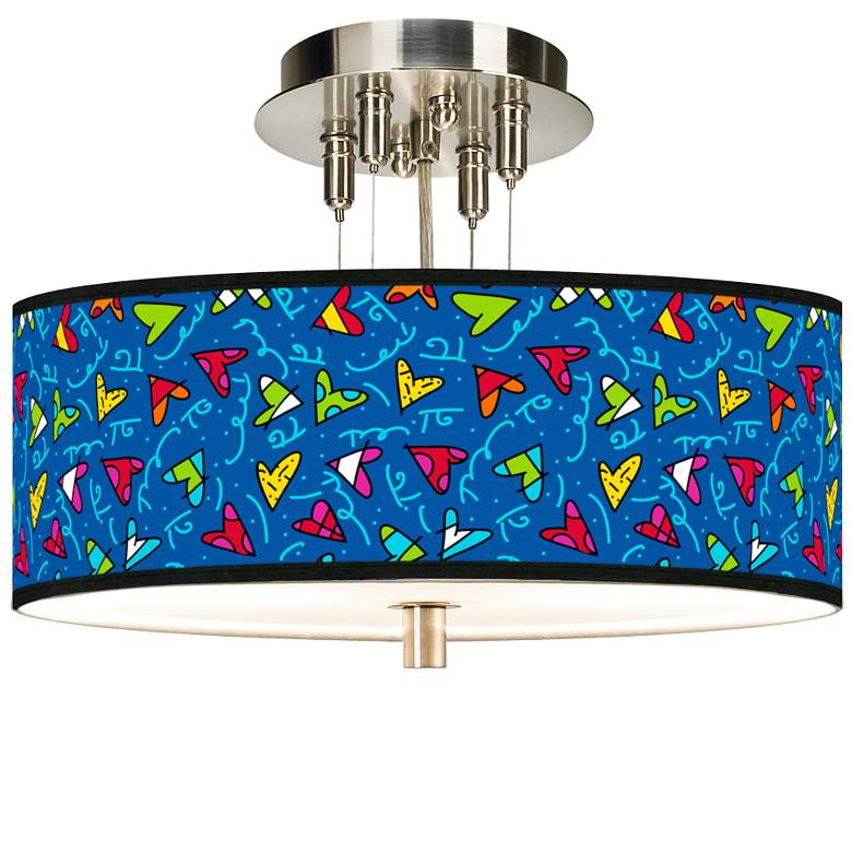 Image 1 Romero Britto Hearts Giclee 14 inch Wide Ceiling Light