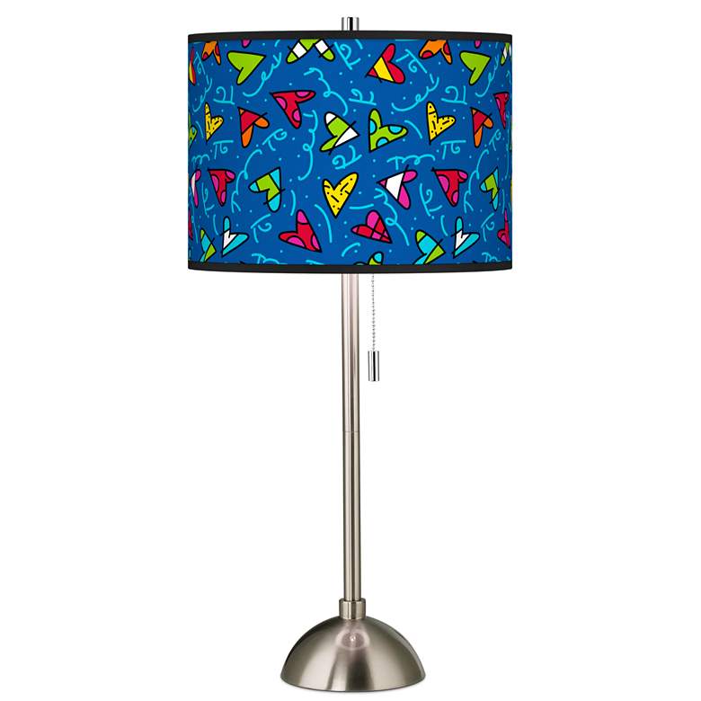 Image 1 Romero Britto Hearts Giclee Brushed Nickel Table Lamp