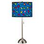 Romero Britto Hearts Giclee Brushed Nickel Table Lamp