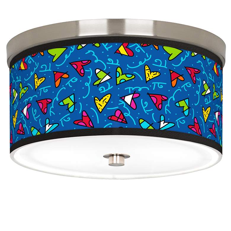 Image 1 Romero Britto Hearts Giclee Nickel 10 1/4 inch Wide Ceiling Light