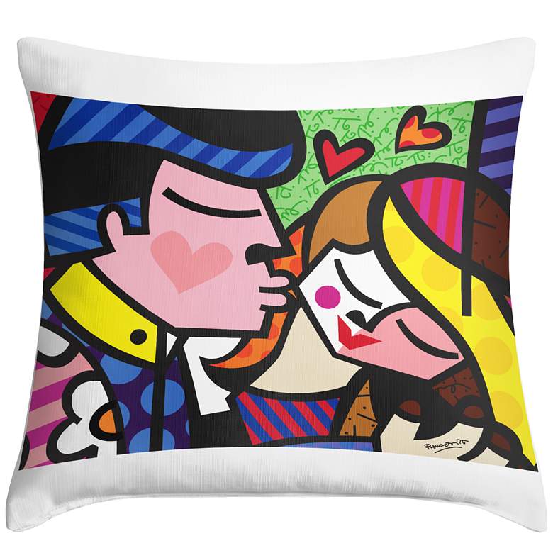 Image 1 Romero Britto Kiss 18 inch Square Throw Pillow