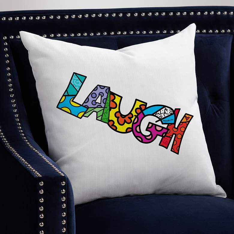 Image 1 Romero Britto Laugh 18" Square Throw Pillow