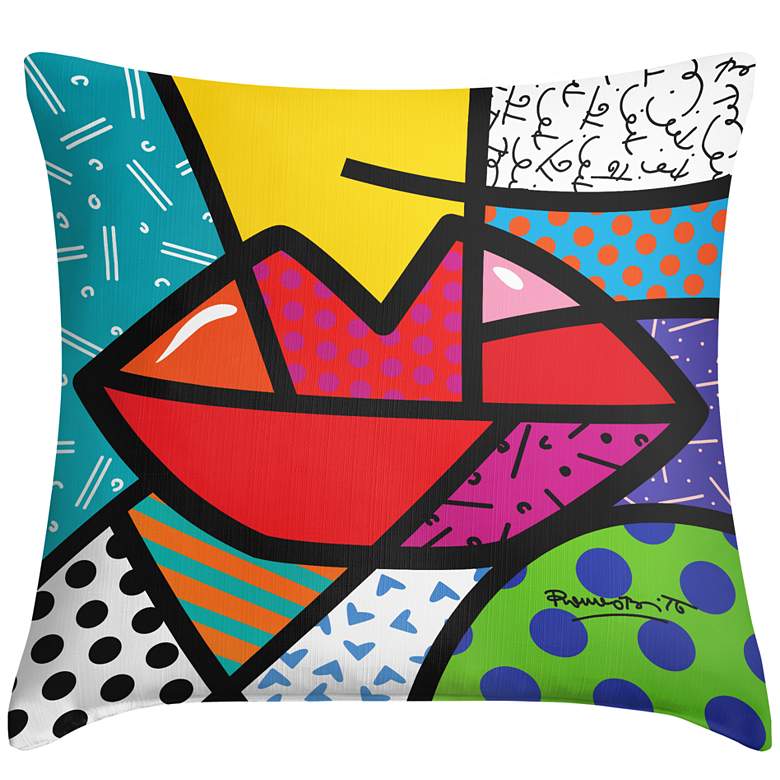 Image 1 Romero Britto Lips 18 inch Square Throw Pillow