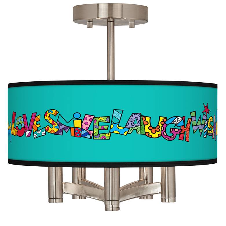 Image 1 Romero Britto Love Smile Ava 5-Light Nickel Ceiling Light