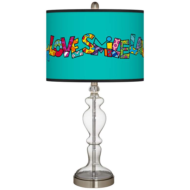 Image 1 Romero Britto Love Smile Giclee Apothecary Clear Glass Table Lamp