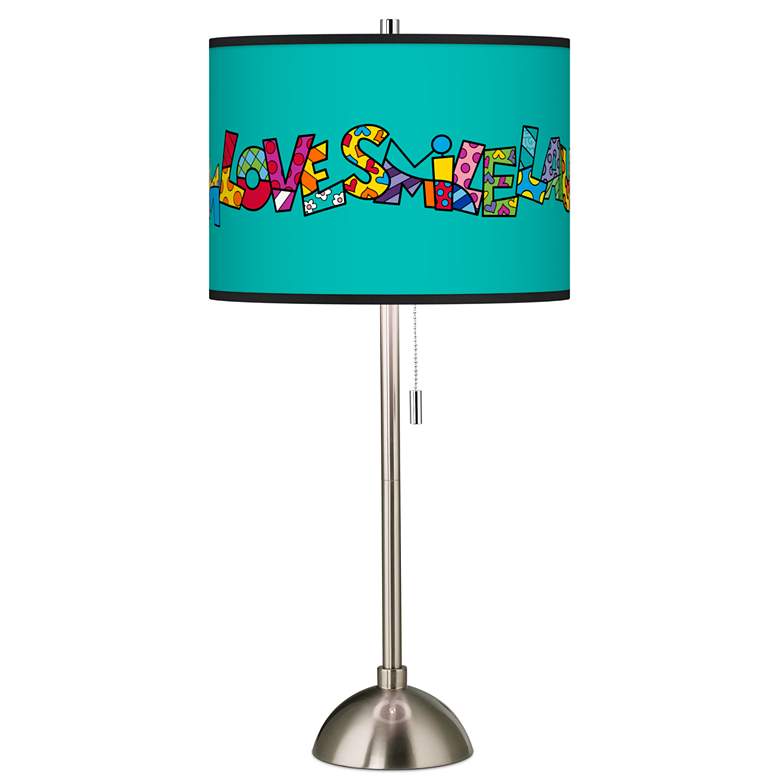 Image 1 Romero Britto Love Smile Giclee Brushed Nickel Table Lamp