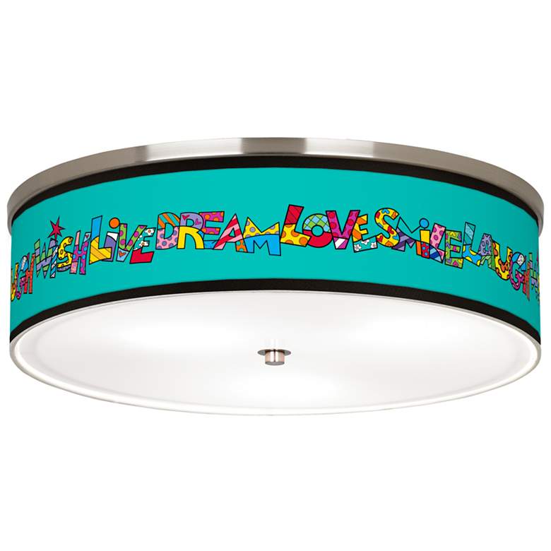 Image 1 Romero Britto Love Smile Giclee Nickel 20 1/4" Wide Ceiling Light