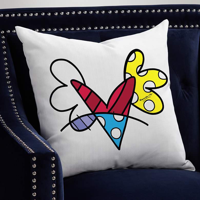 Image 1 Romero Britto Winged Heart 18" Square Throw Pillow